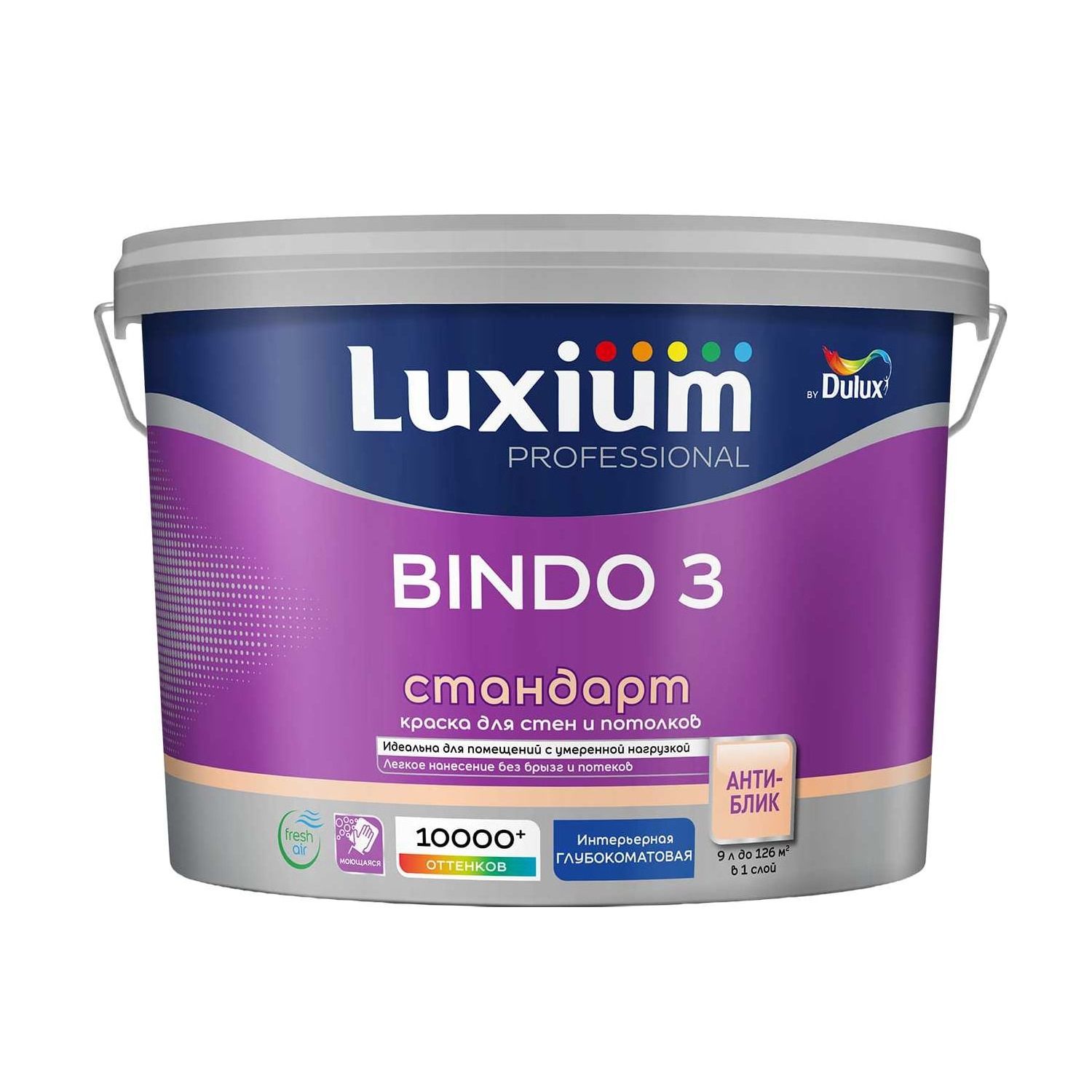 Краска латексная Luxium Prof Bindo 3 BW матовая белая 9 л