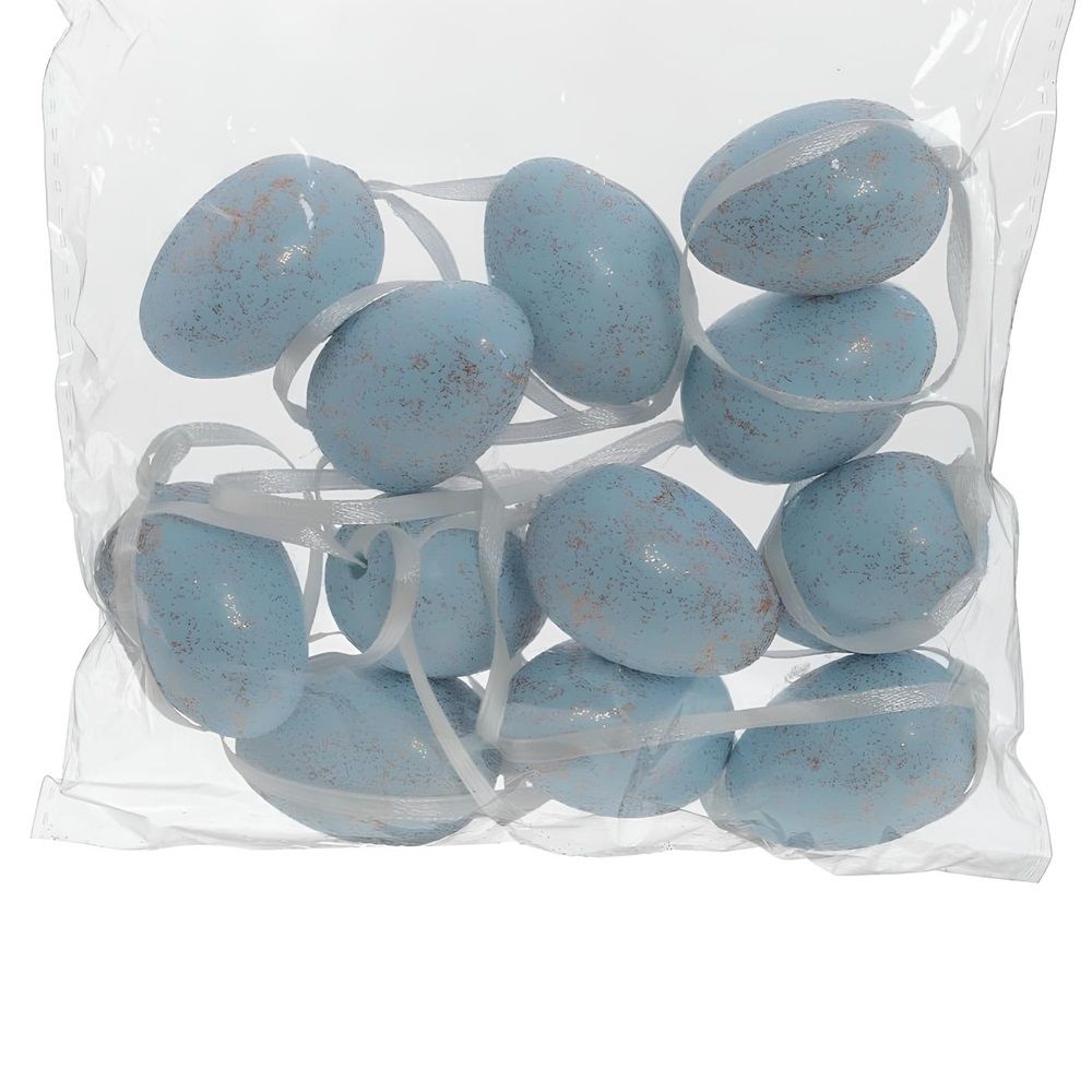 Изделие декоративное подвесное Яйцо 12 шт голубое L16 W3 H20 см