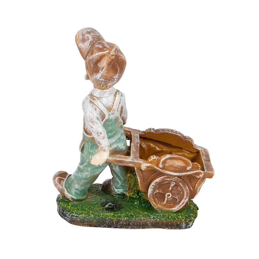 Фигура садовая Мальчик с тележкой h37 см 169462