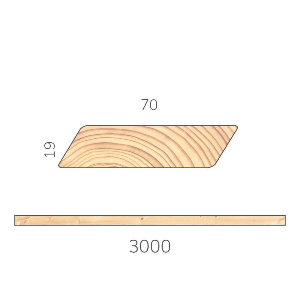 Рейка сращенная 19х70х3000 мм декоративная скошенная хвоя без сучков