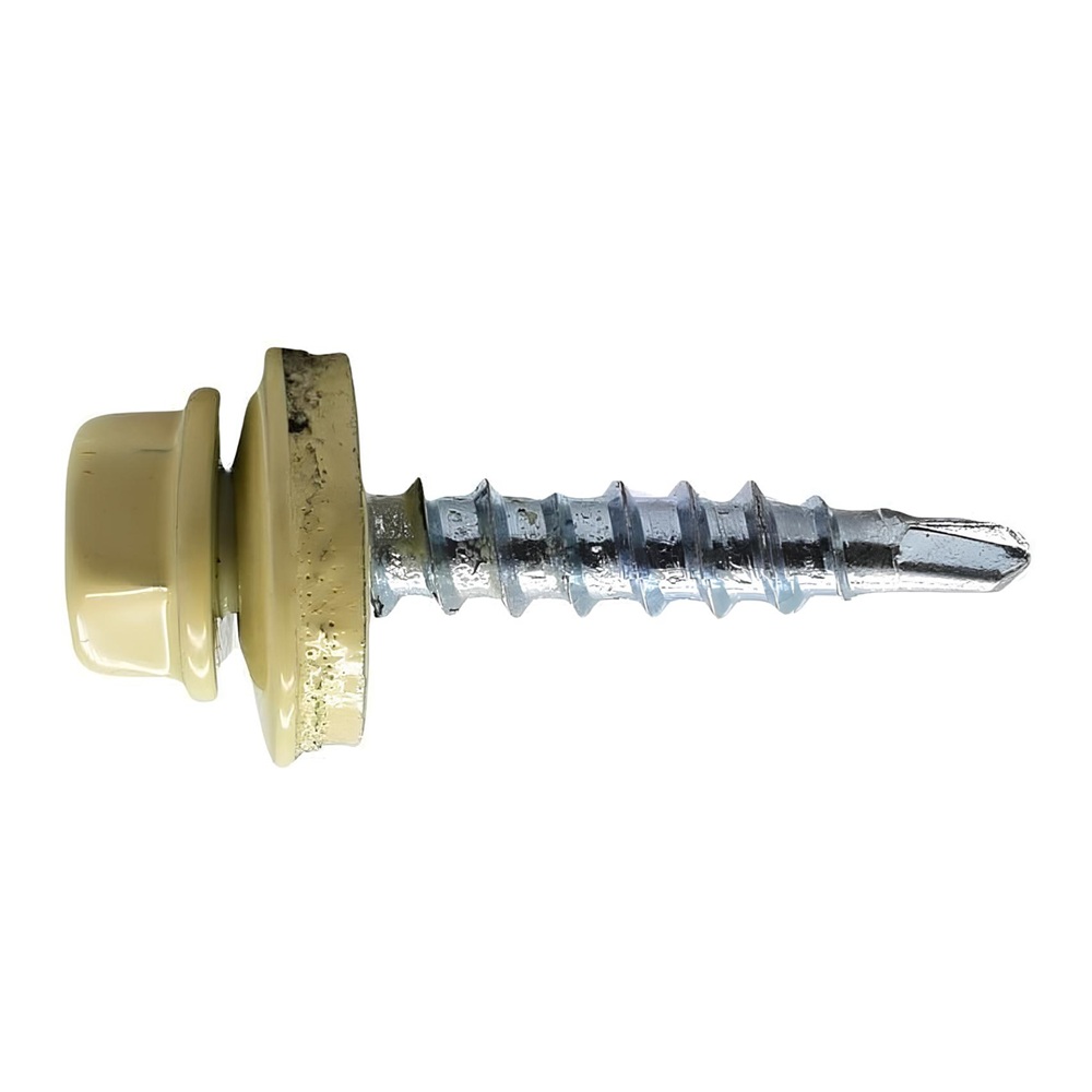 Саморез кровельный 4,8х29 мм слоновая кость RAL 1014 200 шт