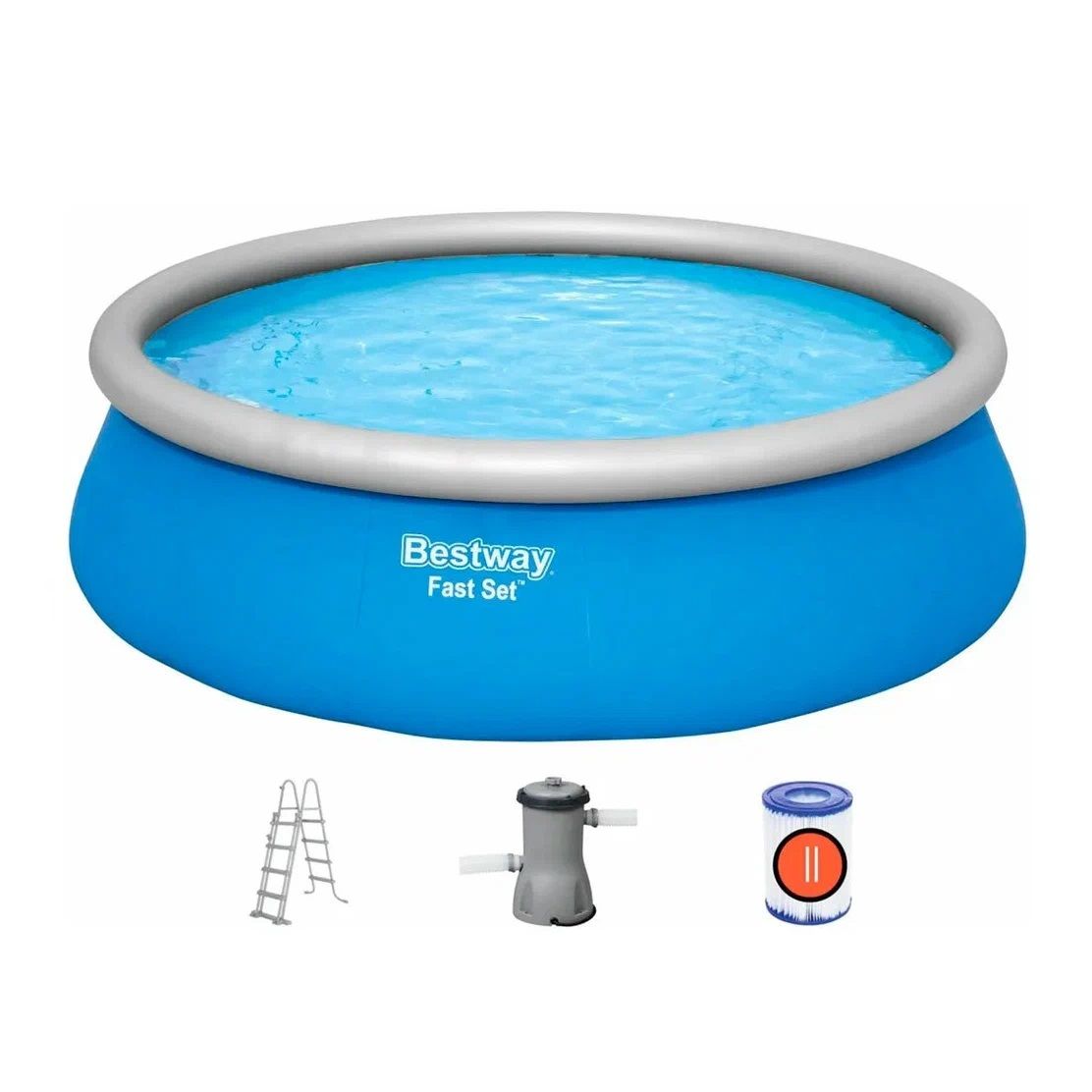 Бассейн надувной круглый 457х122 см 13807 л Bestway Fast Set 57289 (ф-насос,лестница)