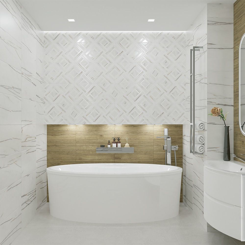 Плитка настенная Azori Rosso Venato 31,5х63 см белая 1,59 м2