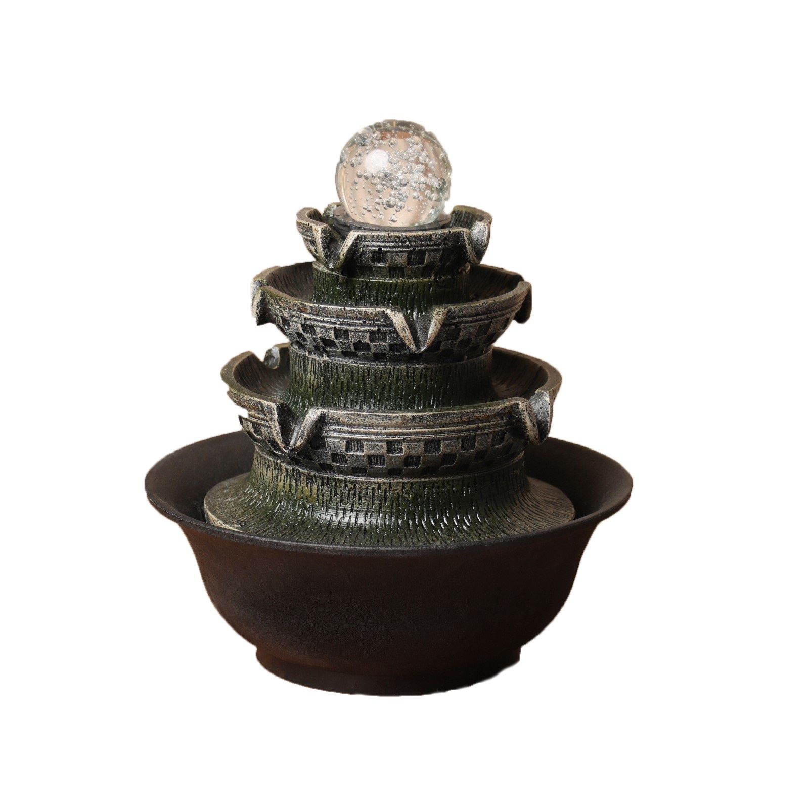 Фонтан декоративный 24х21х21 см с шаром и подсветкой 2024-7049