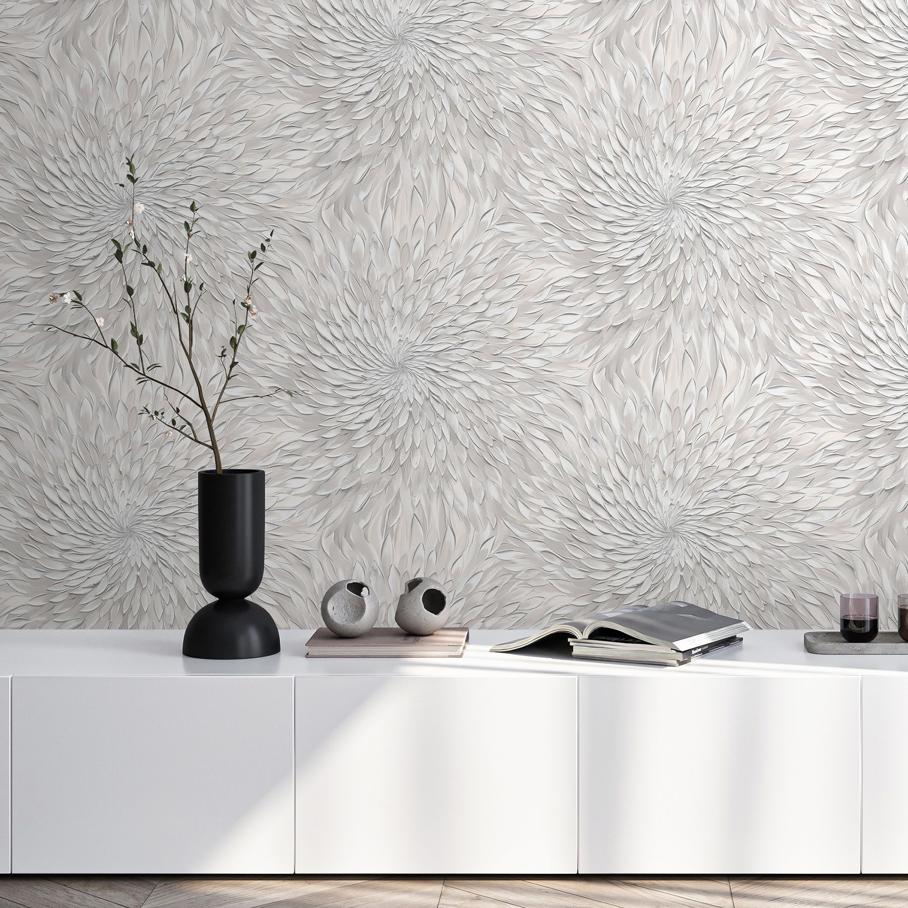 Обои Victoria Stenova Astra 589516 пудровые цветы крупные, астра 1,06х10,05 м