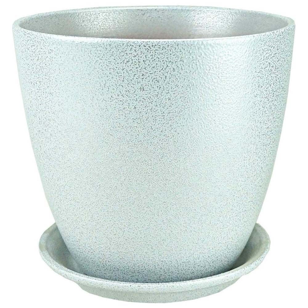 Горшок цветочный Бутон Глянец металлик бело-серый 18 см 3,8 л