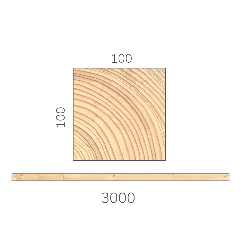 Брус нестроганный 100х100х3000 мм хвоя