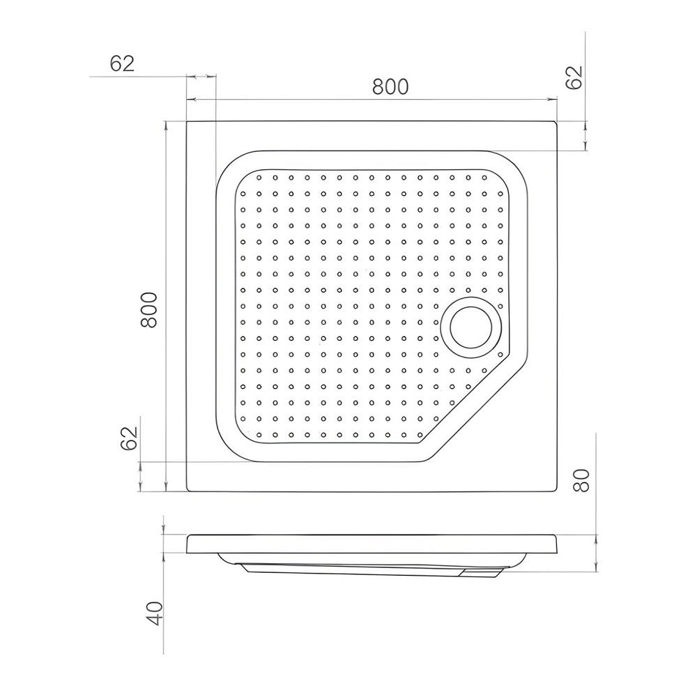 Поддон душевой акриловый ПД21 80х80 см квадратный низкий в комплекте