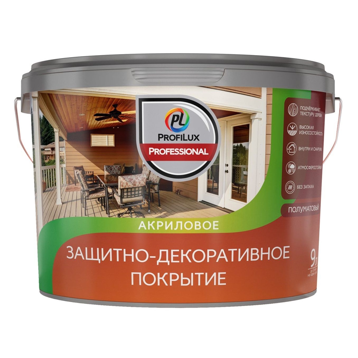 Лак акриловый защитно-декоративный Profilux Professional палисандр 9 л