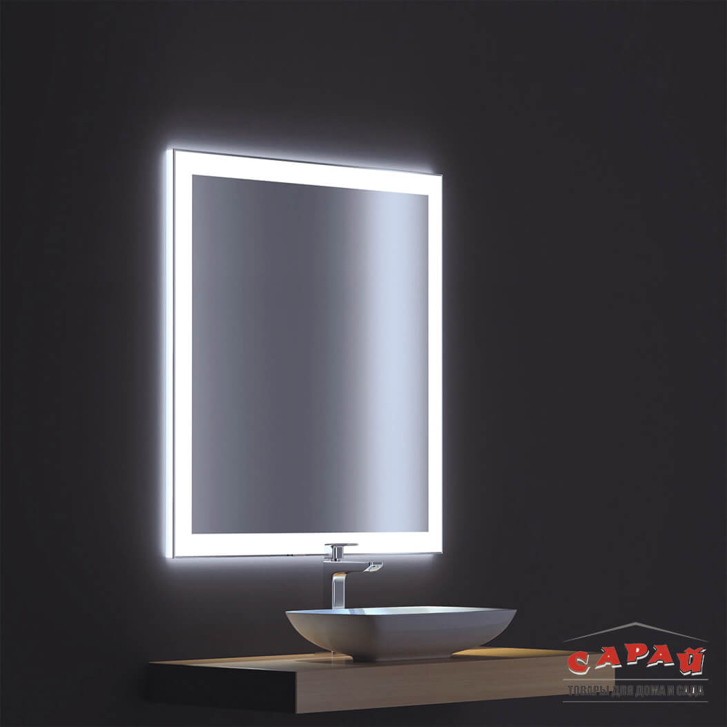 Зеркало с подсветкой Aqua Led 650х800 мм с часами