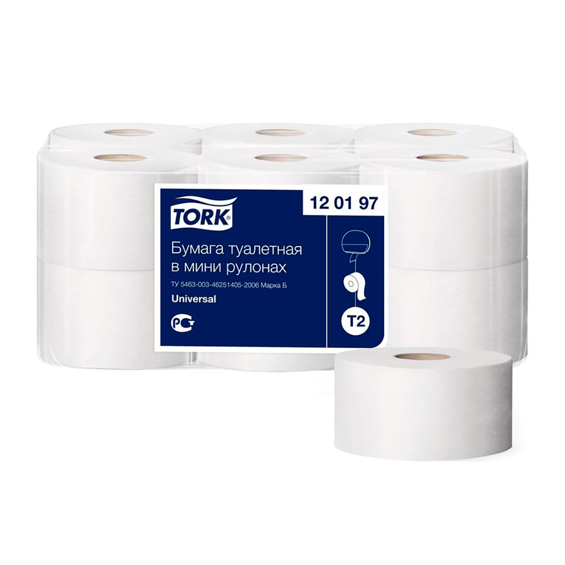 Бумага туалетная Tork мини рулон 200 м 120197-00