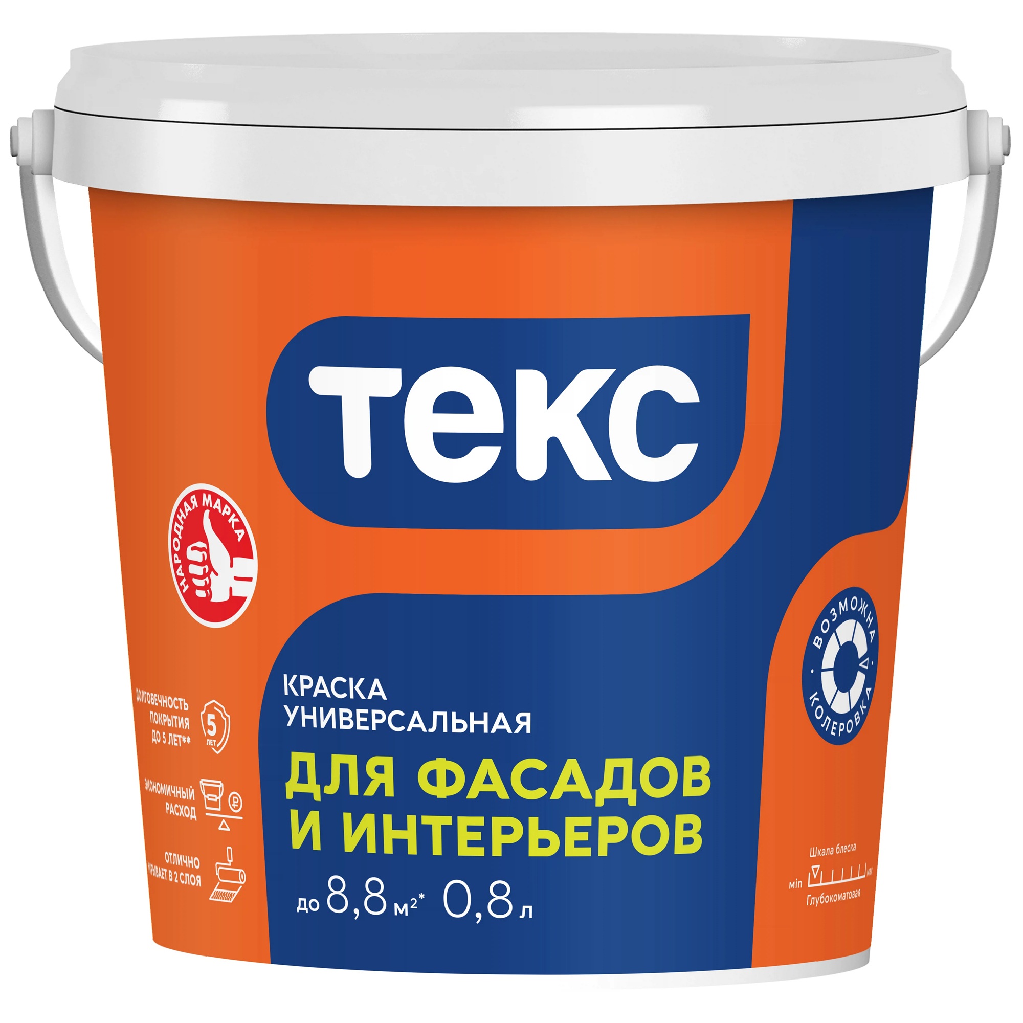 Краска фасадная в/д Текс Универсал VVA белая 1,2 кг/0,8 л