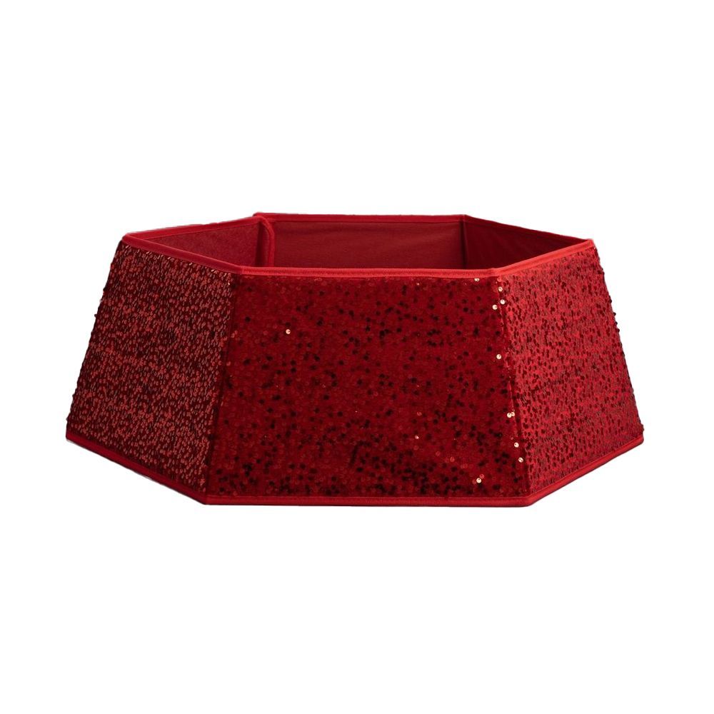 Юбка для основания елки Моя Елочка d68 см h25 см красный с пайетками 2025-0578