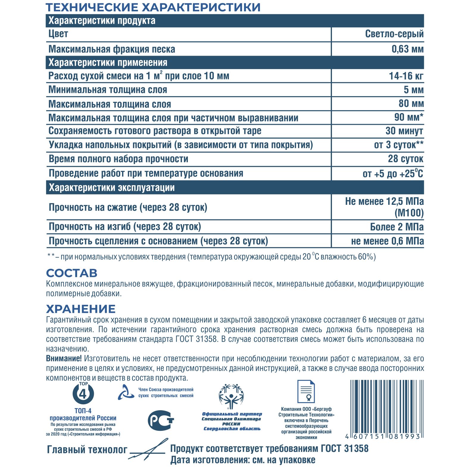 Пол наливной Bergauf Boden Turbo 20 кг