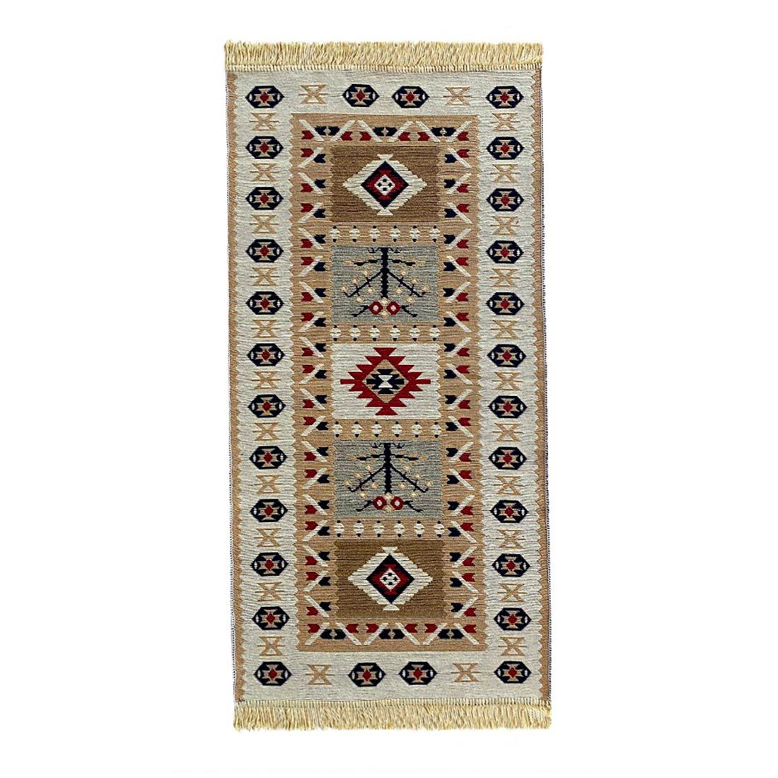 Коврик из хлопка Kilim Gold 57239 60x90 см коричневый-бежевый