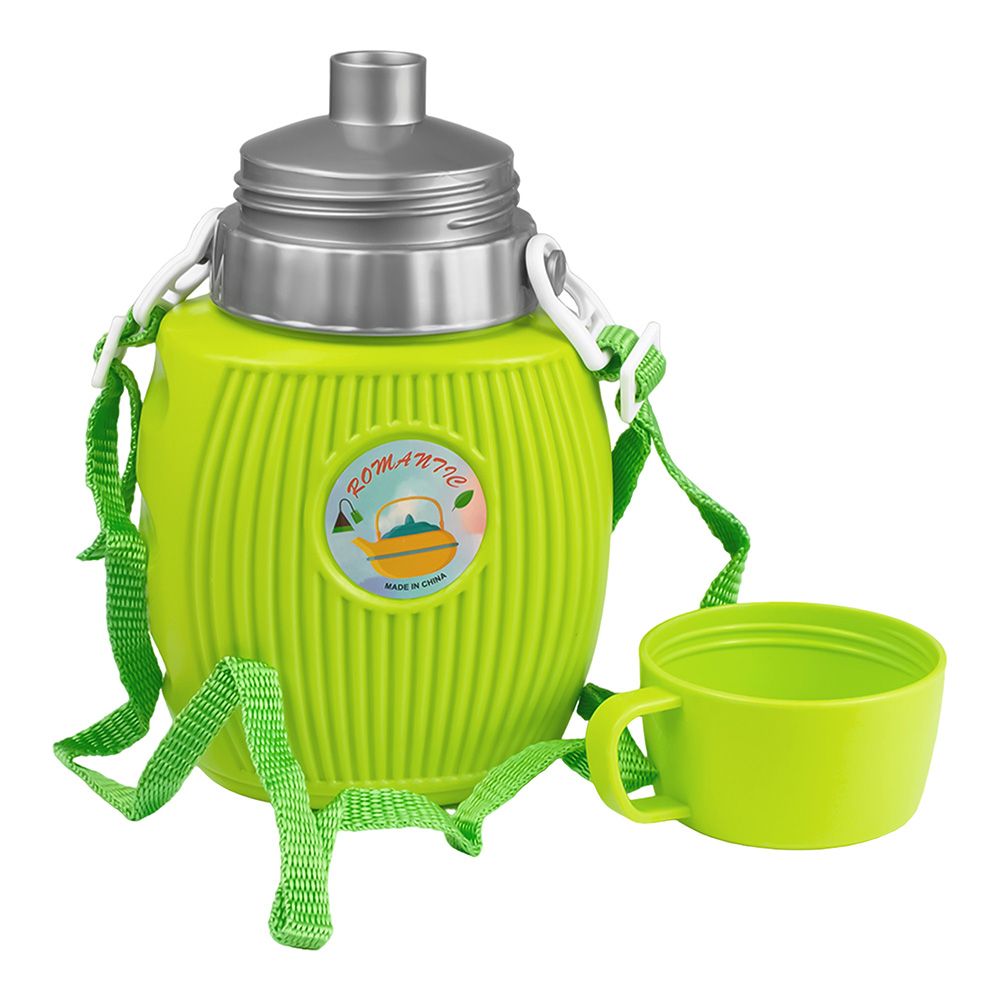 Фляжка туристическая пластиковая 600 мл с кружкой лето