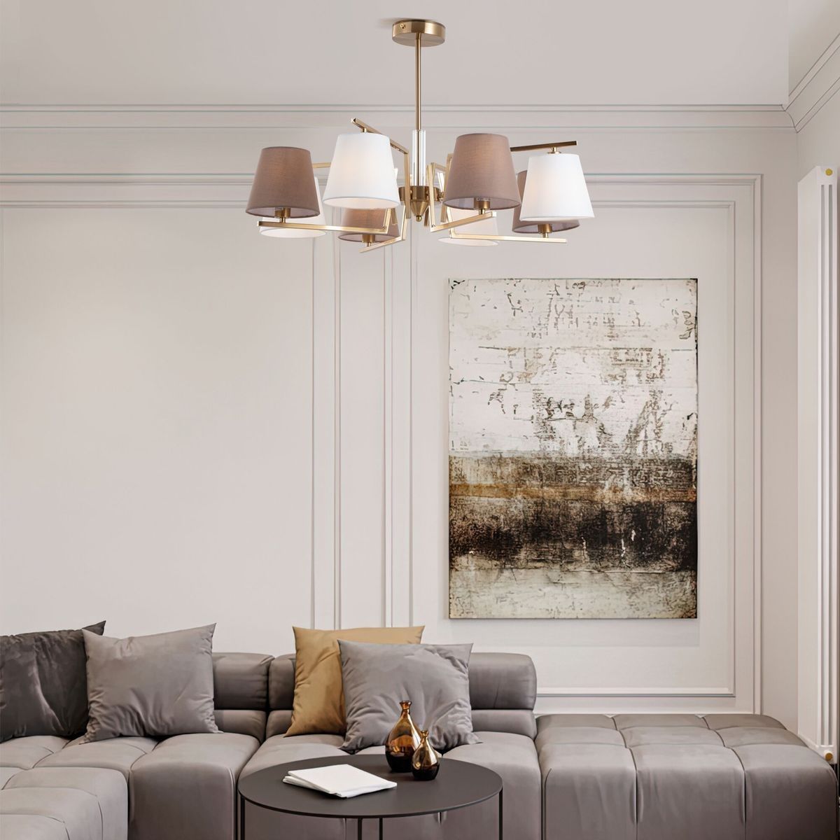 Люстра потолочная Eurosvet 60149/8 8х40Вт E14 d77 см h48 см латунь