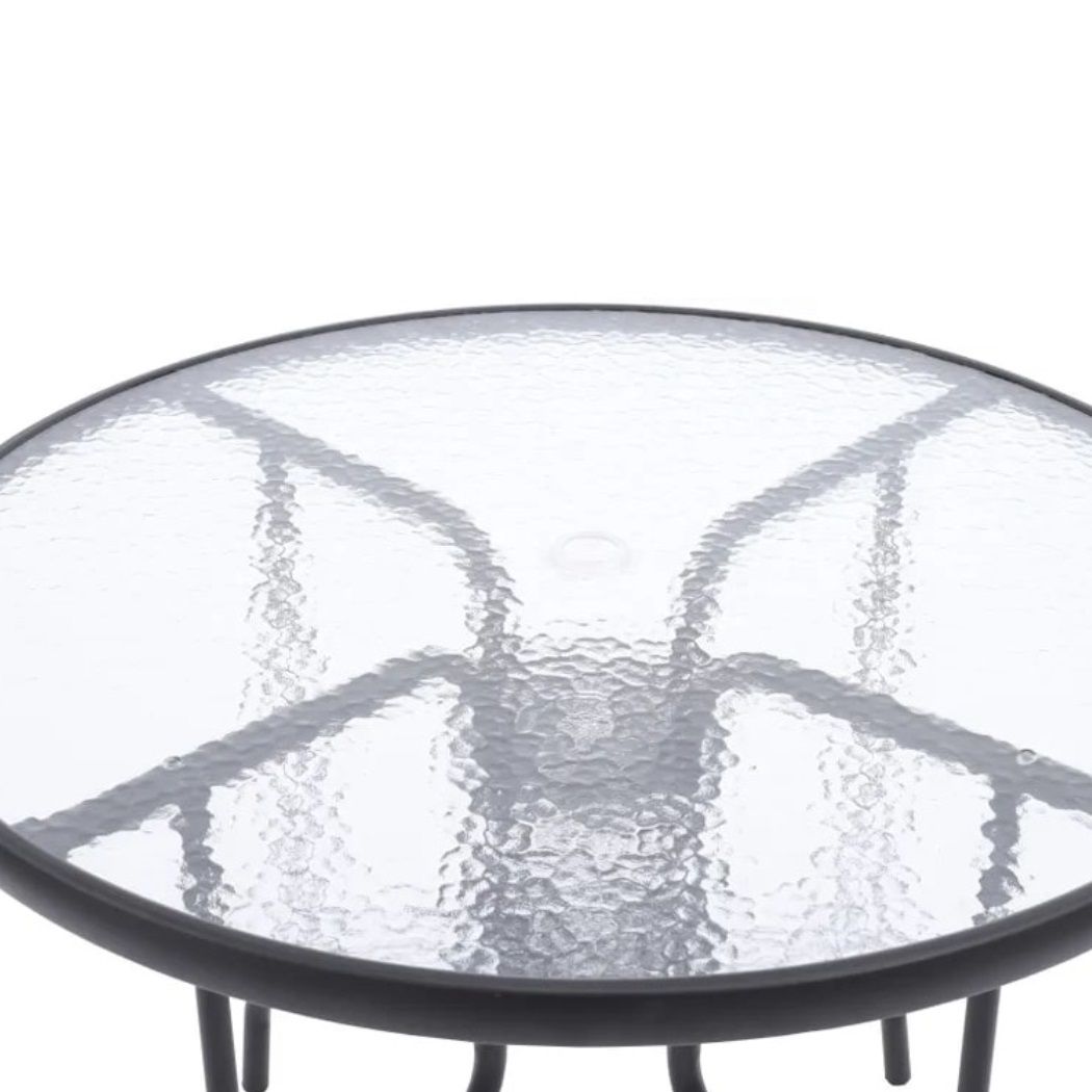 Стол Nolita d90 см h72 см закаленное фактурное стекло черный CHST0085