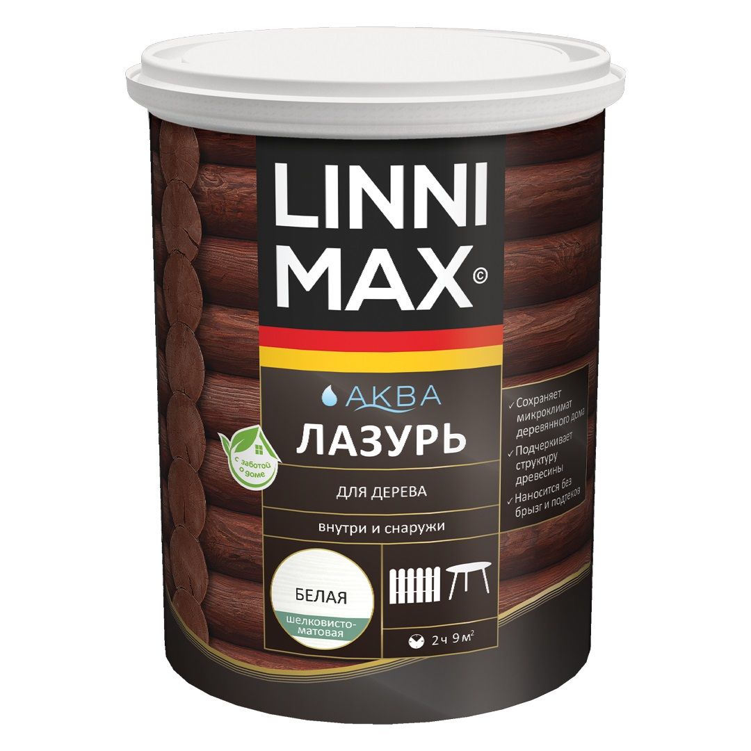 Антисептик лессирующий для дерева Linnimax Аква Лазурь белый 0,9 л