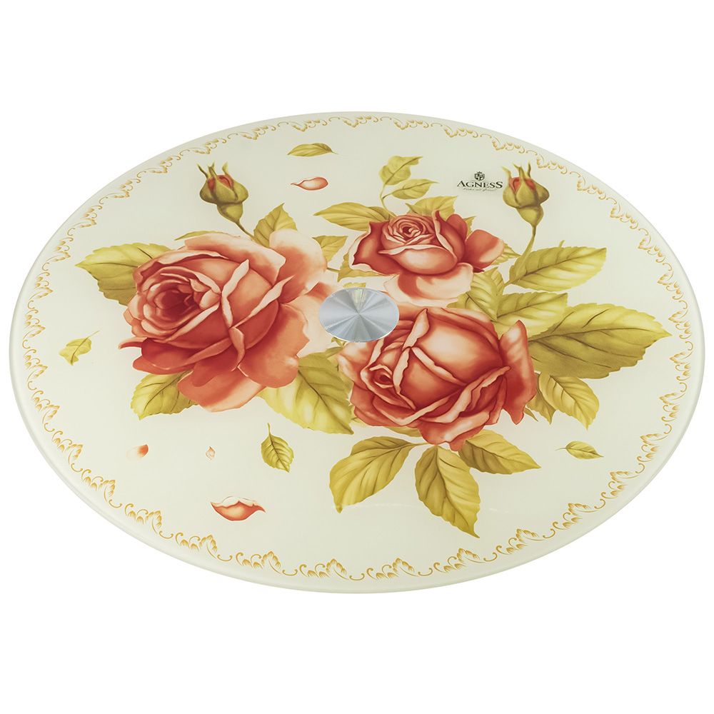Тортовница вращающаяся Agness Корейская роза 32х3 см 357-232