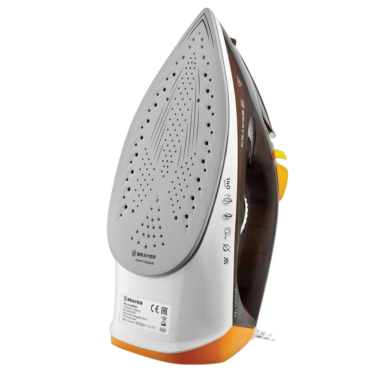 Утюг Brayer 2400 Вт керамич пар 140 г/мин 4003BR антикапля разбрызг 330 мл самоотчистка