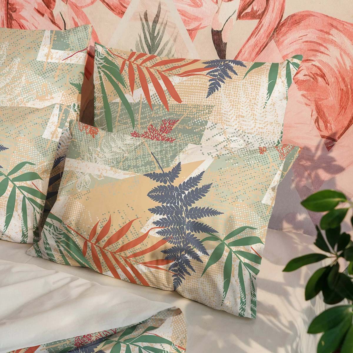 КПБ Волшебная Ночь евро с наволочками 70x70 cм 8476/2 полубел 113 2506 перкаль Fern желтый