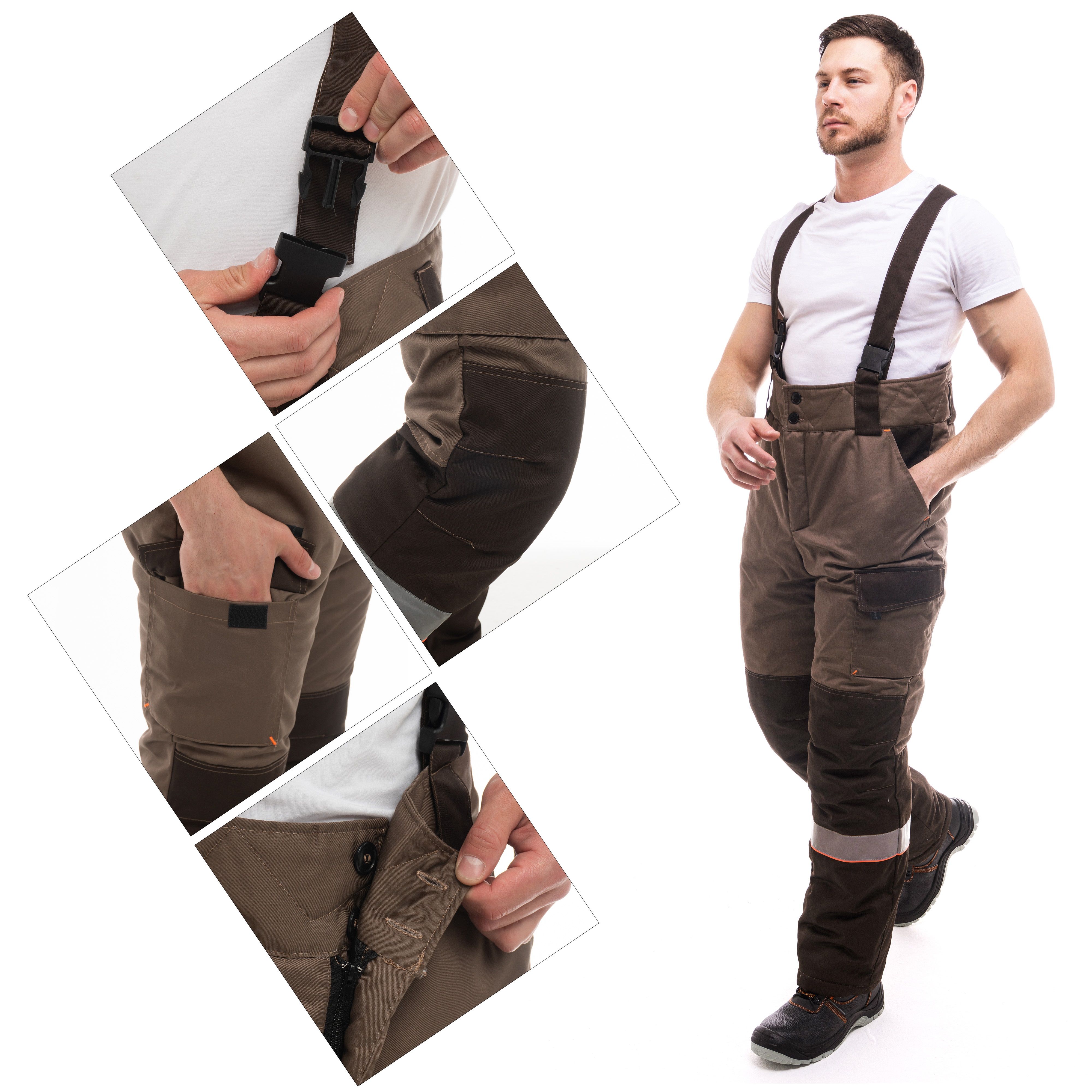 Костюм утепленный мужской Берген куртка, брюки бежевый с темно-коричневым р.120-124/182-188