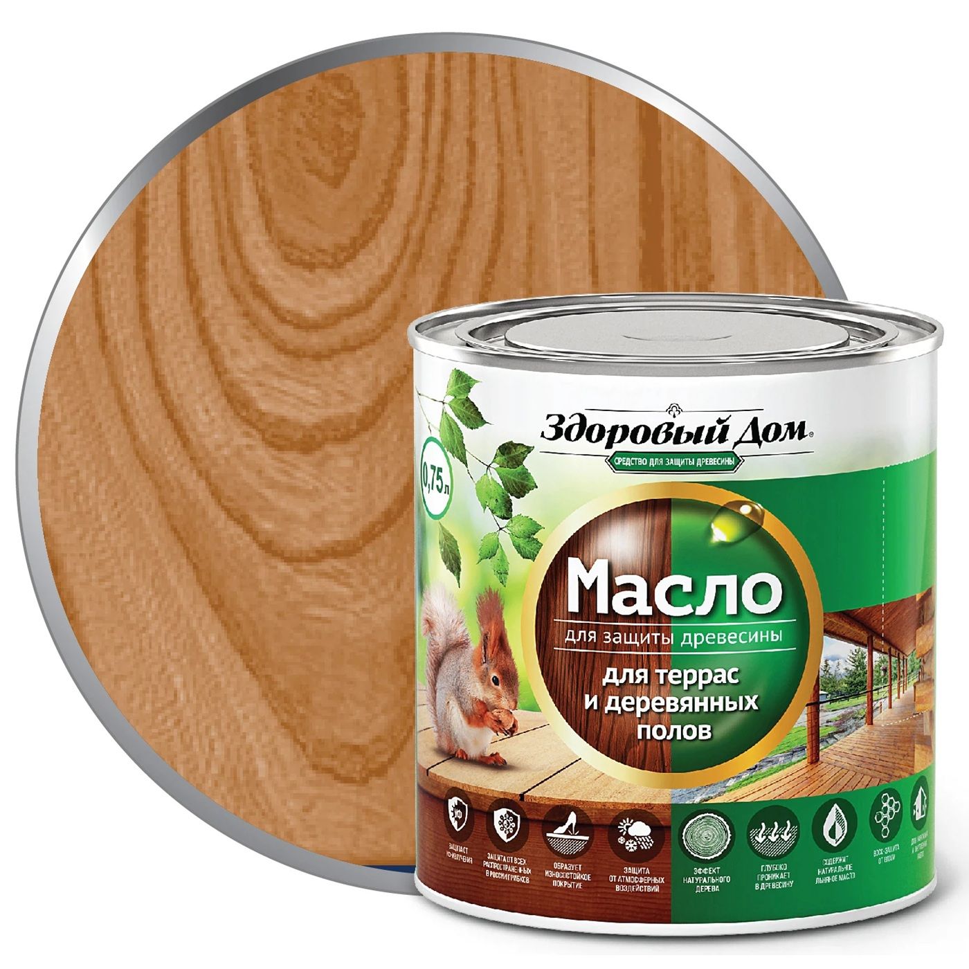 Масло для террас и деревянных полов Здоровый Дом тик 0,75л Л-С