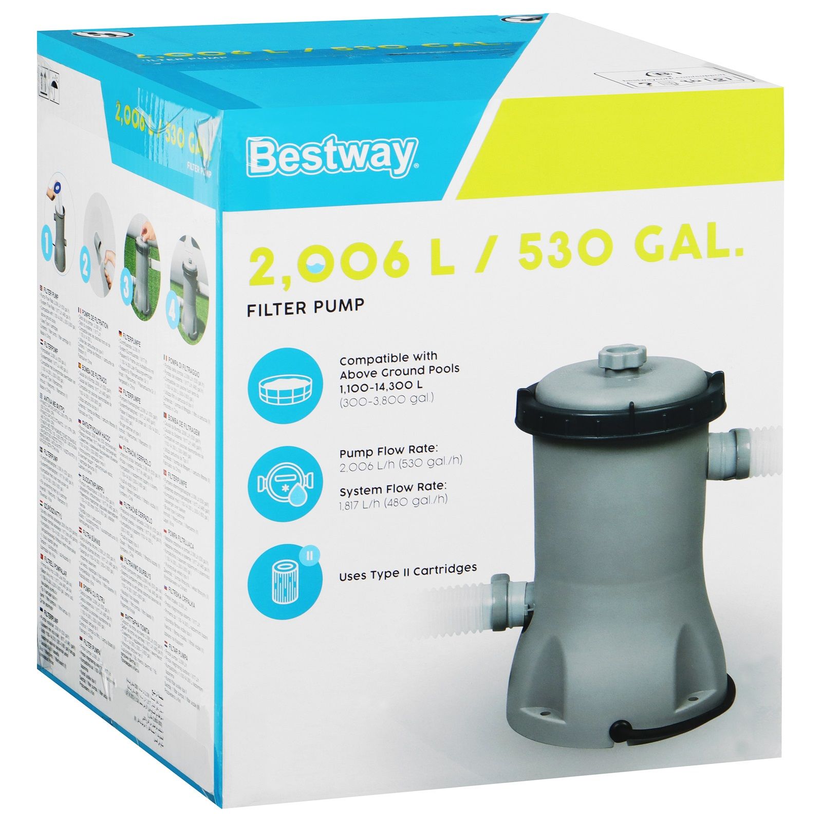 Фильтр-насос для бассейнов 2006 л/ч совместим с картриджем 58094 (II) Bestway