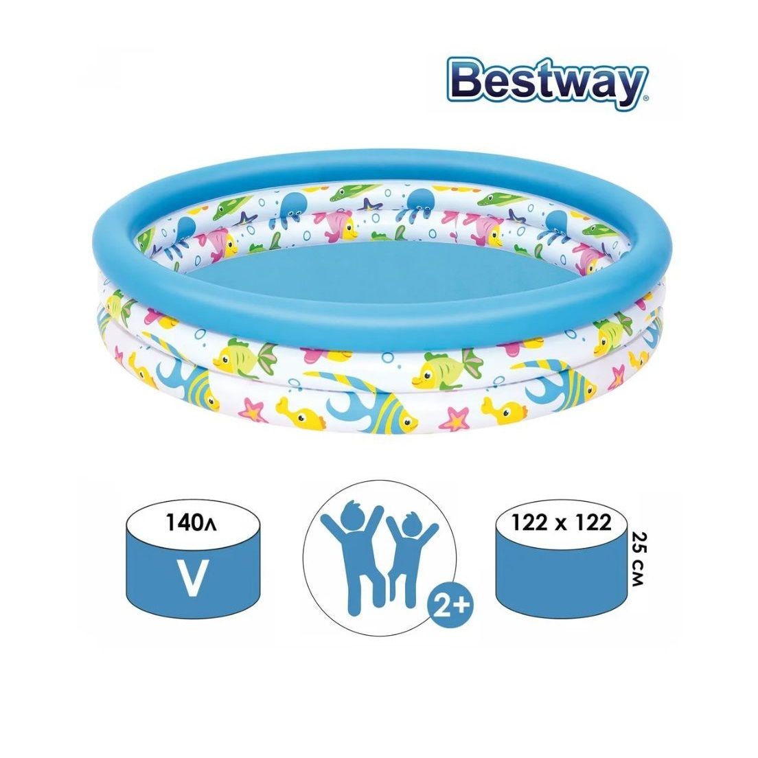 Бассейн детский надувной 122х25 см 140 л Bestway 51226