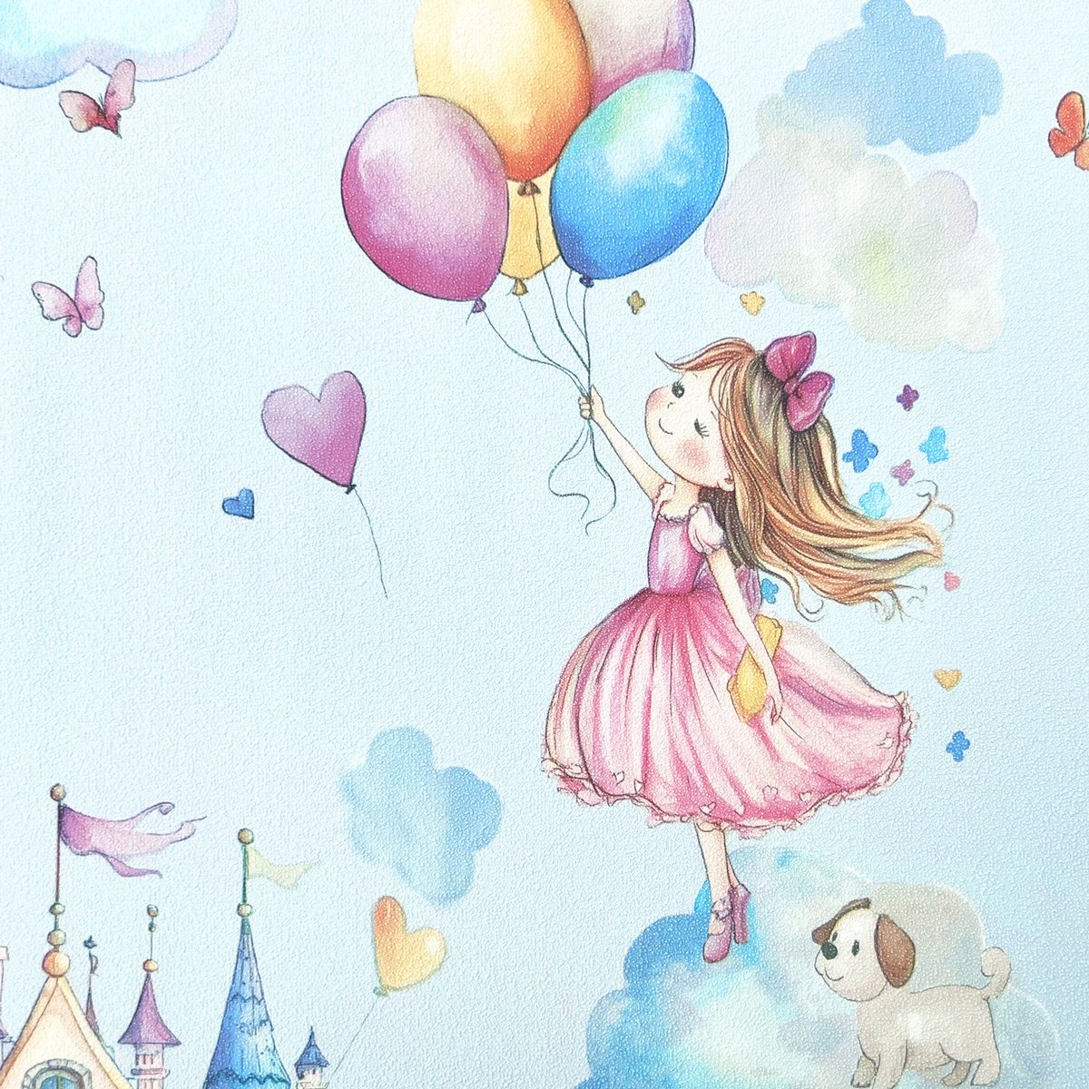 Обои Erismann Kid`s Story 60948-04 розовые, голубые детские 1,06х10,05 м