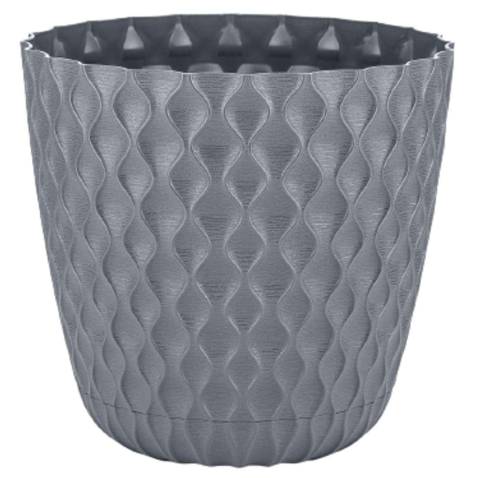 Горшок цветочный InGreen Wave Вулканический серый 27 см 10 л с дренажной сеткой и съемным поддоном