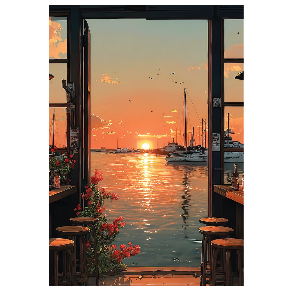 Картина-холст Закатная гавань 50х70 см kt57-15452