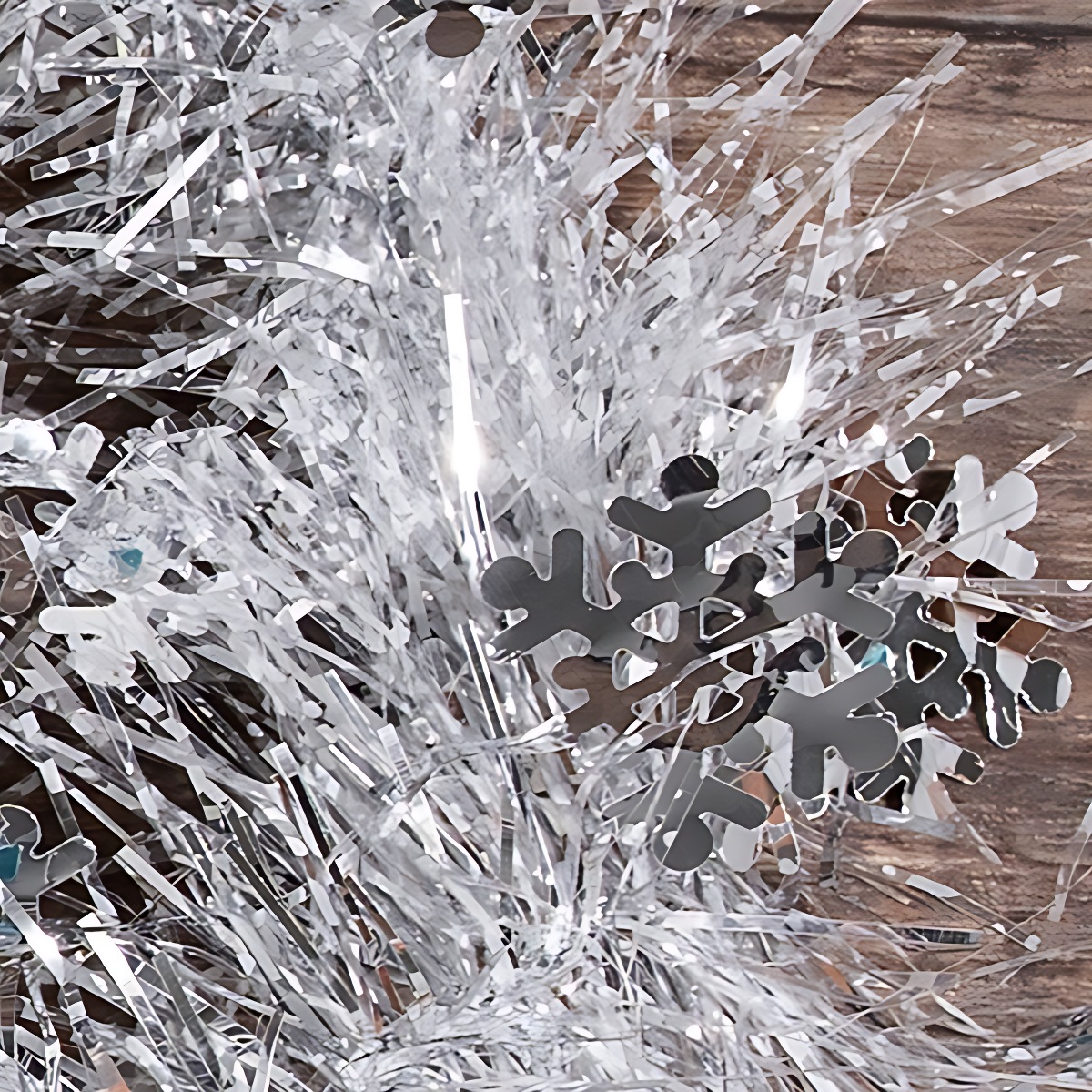 Украшение новогоднее Моя Елочка Мишура Снежинки d8 см 2 м серебро 2024-2980-1