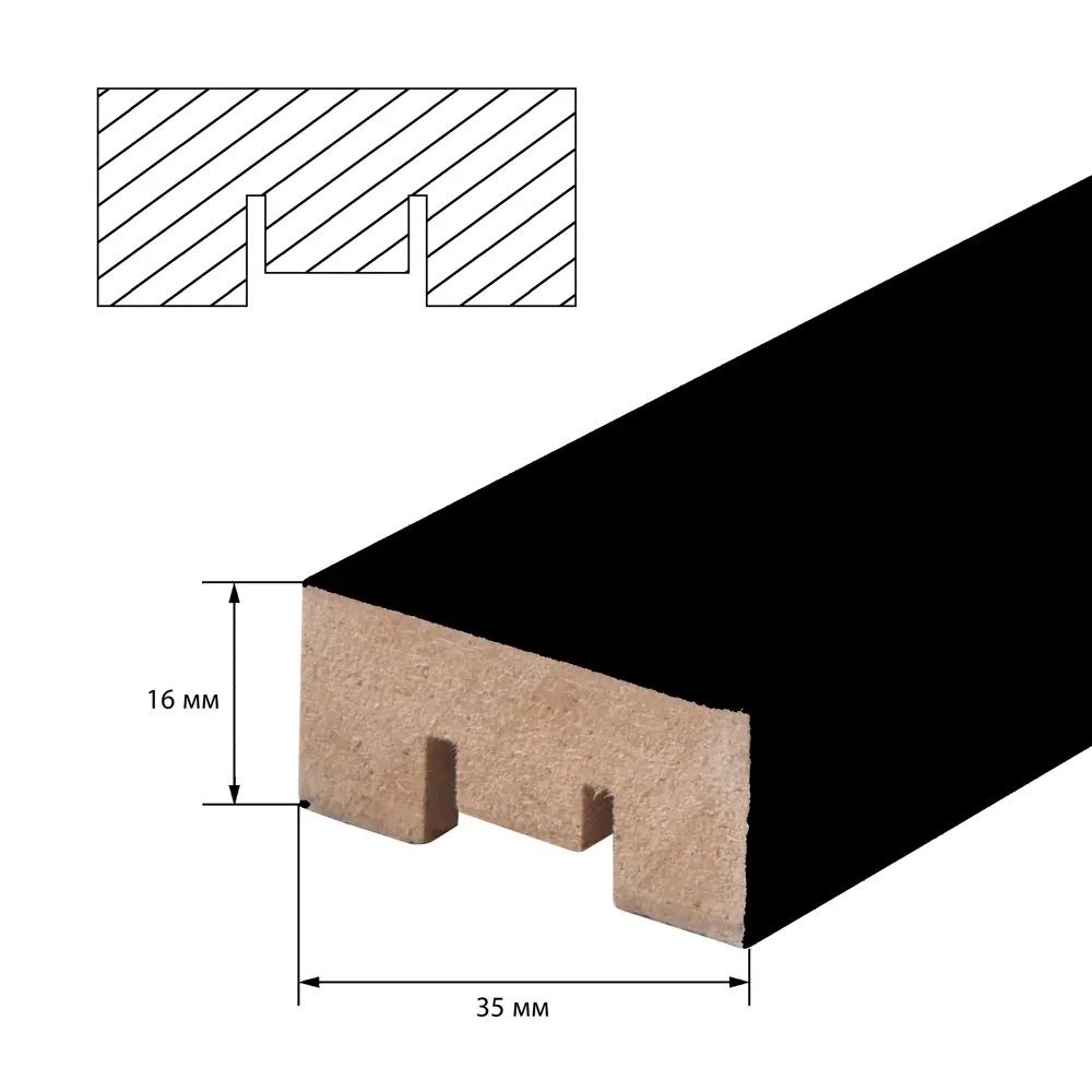 Рейка МДФ интерьерная 2700х16х35 мм Черный