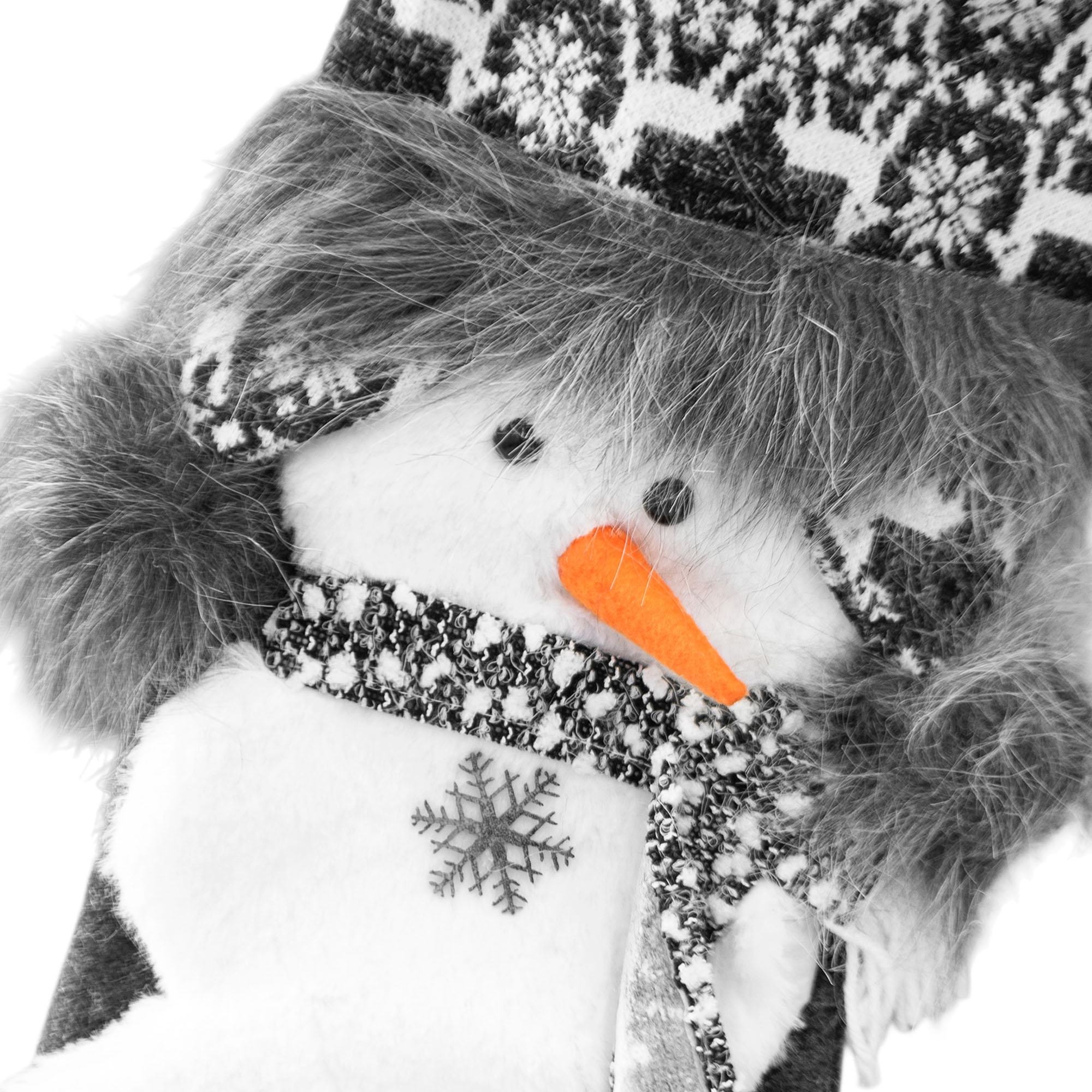 Украшение новогоднее Носок-Снеговик 30х44 см серый/белый 761396