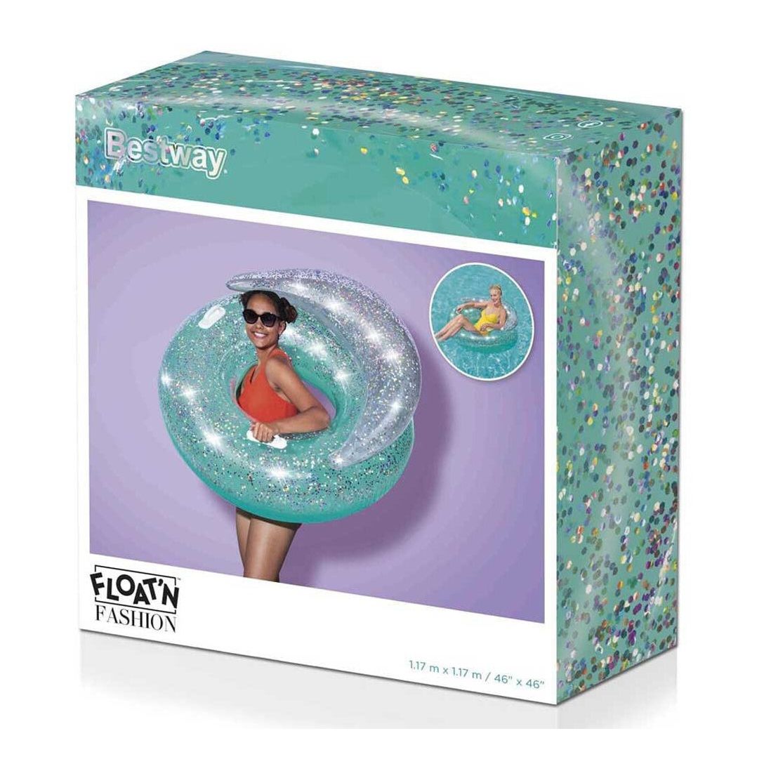 Круг для плавания 117х117 см от 10 лет Bestway Блестки 43509