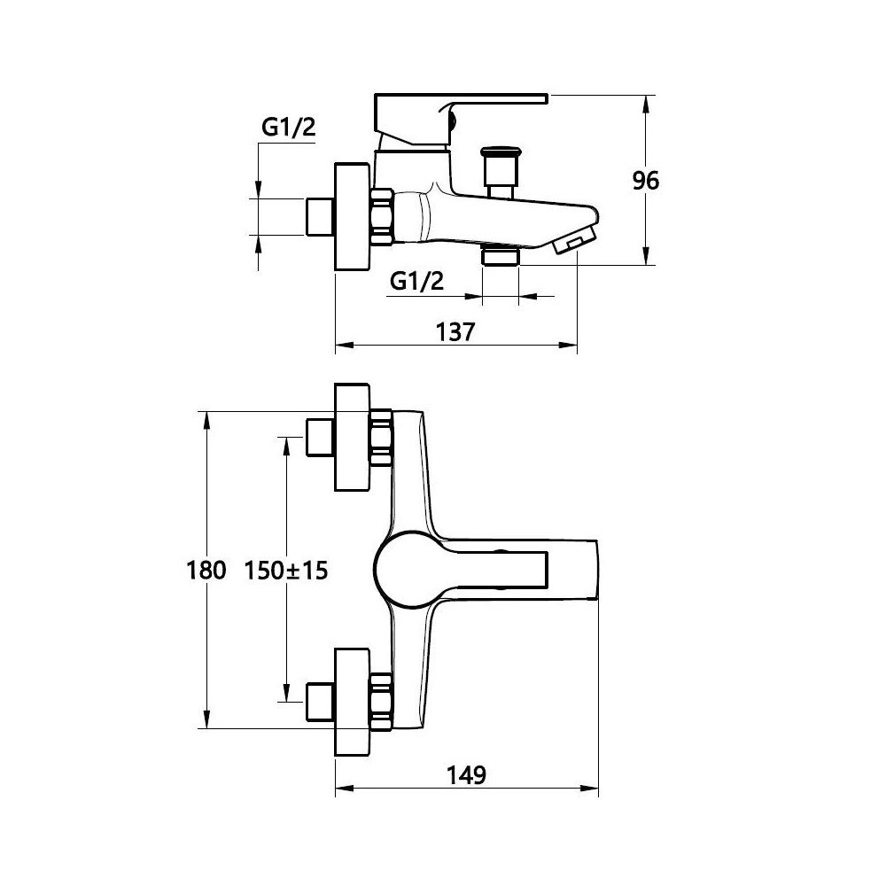 Смеситель для ванны Voda Fin FN54 однорычажный длинный излив