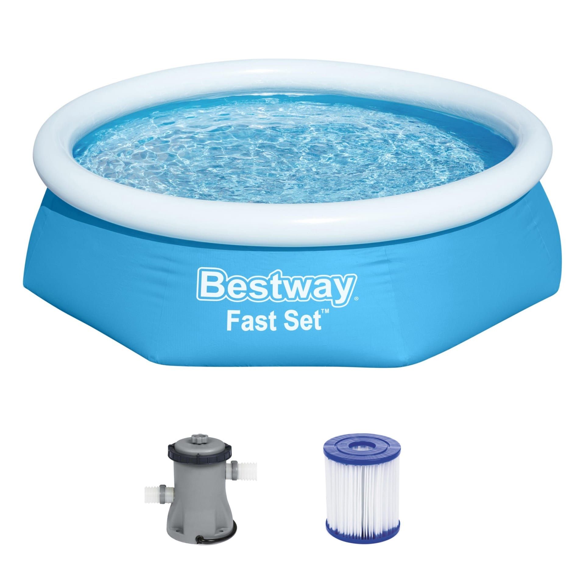 Бассейн надувной круглый 244х61 см 1880 л Bestway Fast Set ф-насос 57450