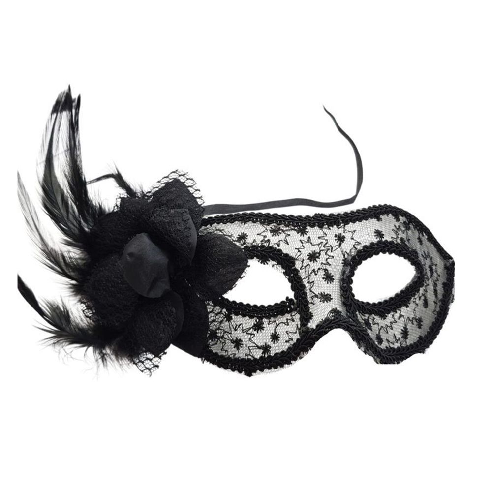 Маска карнавальная с перьями 22х9 см ажурная 2024-0488