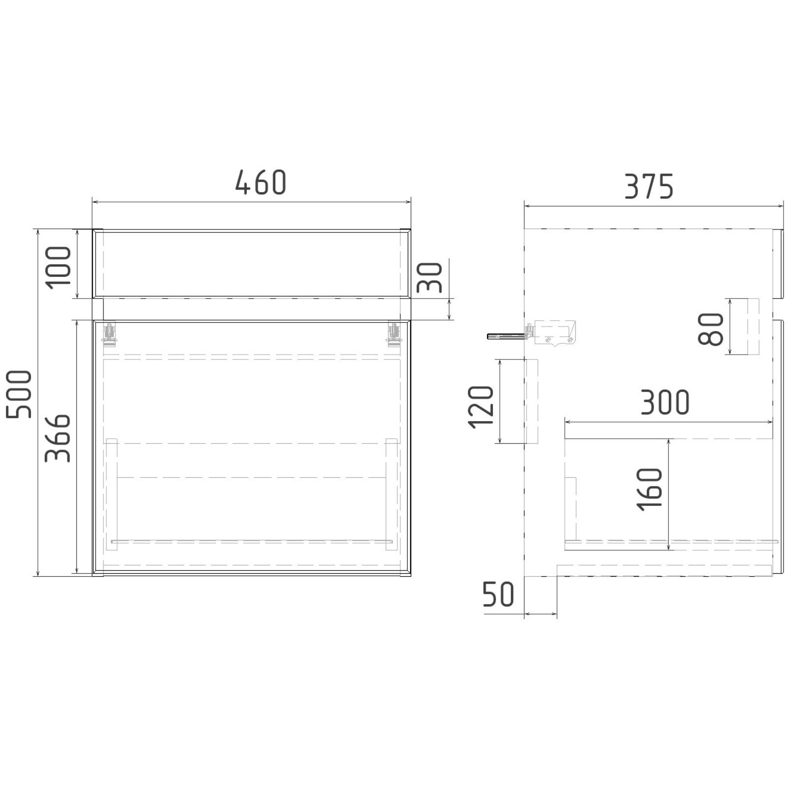 Тумба подвесная Мальта 50 белый/дерево 1 ящик под раковину Como 50