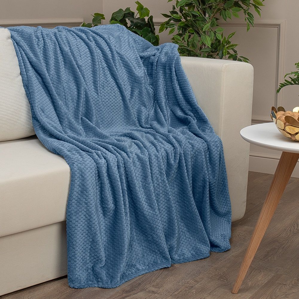 Плед фланель жаккард TF FNJ LTBL1 033/1520 r-ромбики NC 150x200 см синий