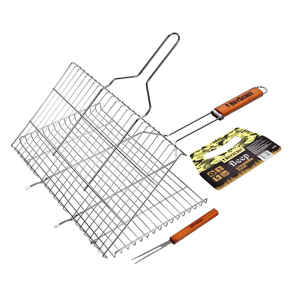 Решетка-гриль для стейков 70х45х27х2 см (вилка, картонный веер) Boyscout