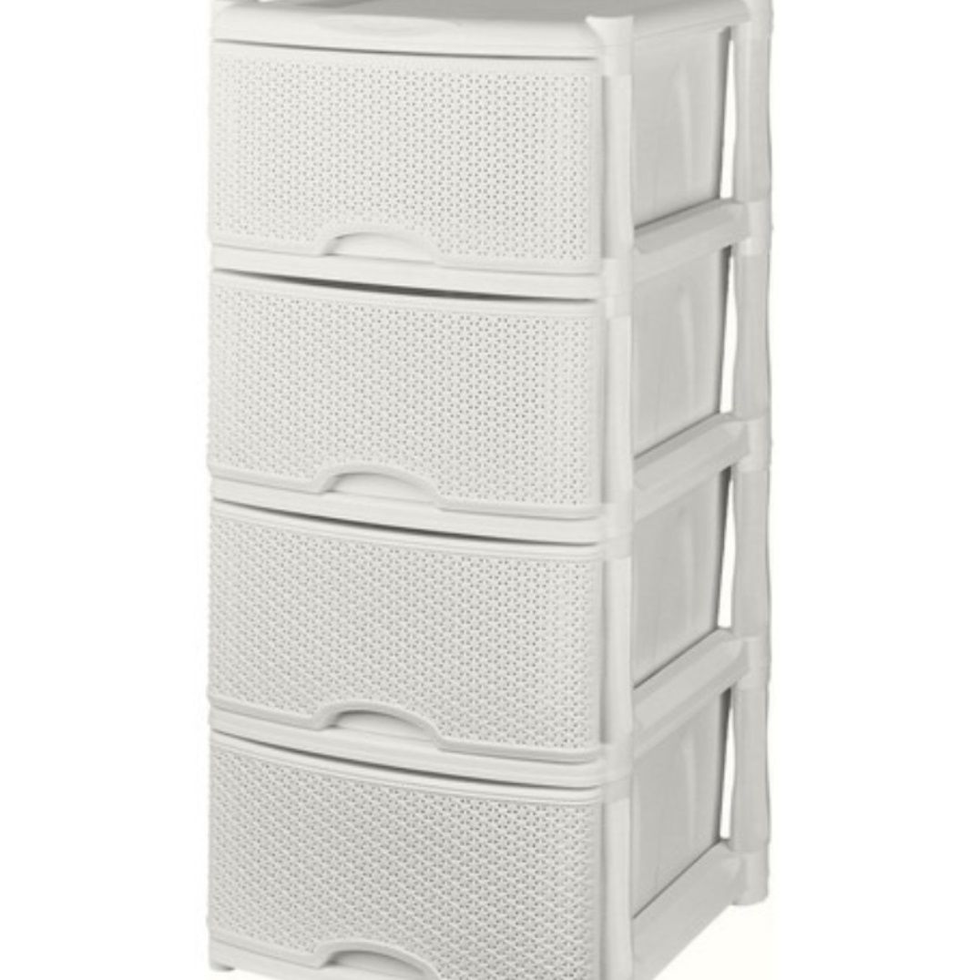 Комод Keeplex Rattan 480х945х410 мм 4 ящика белое облако пластик