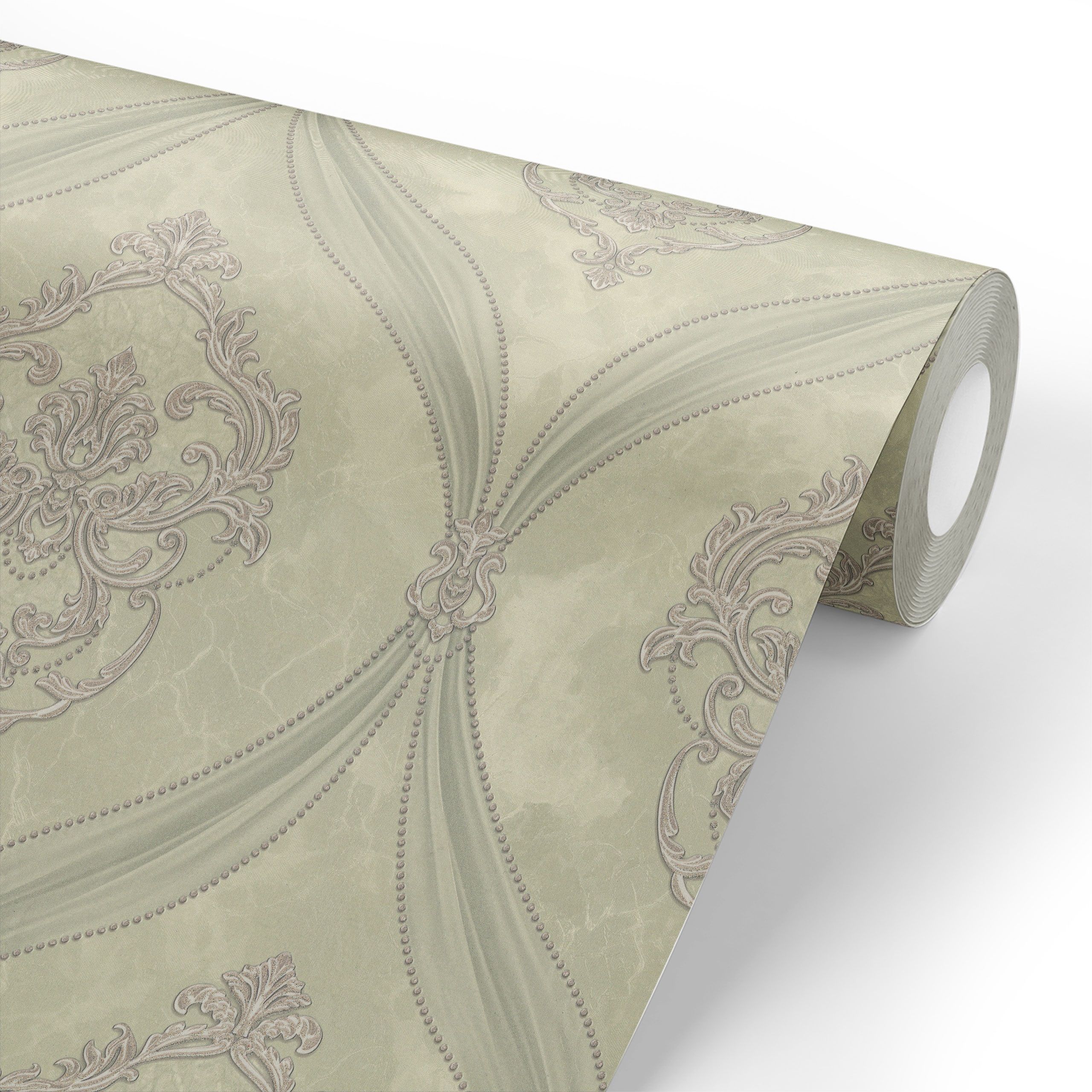 Обои Euro Decor Matilda 7294-04 фисташковые дамаск 1,06х10,05 м