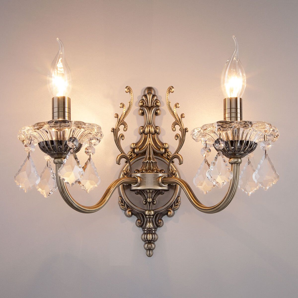 Светильник 3281/2 Хрусталь Strotskis  антич.бронза/прозрачный хрусталь