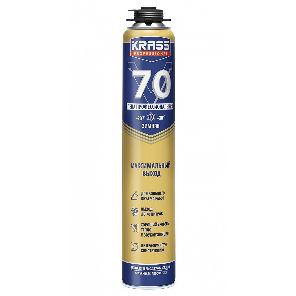 Пена монтажная профессиональная Krass Professional V70 зимняя 890 мл