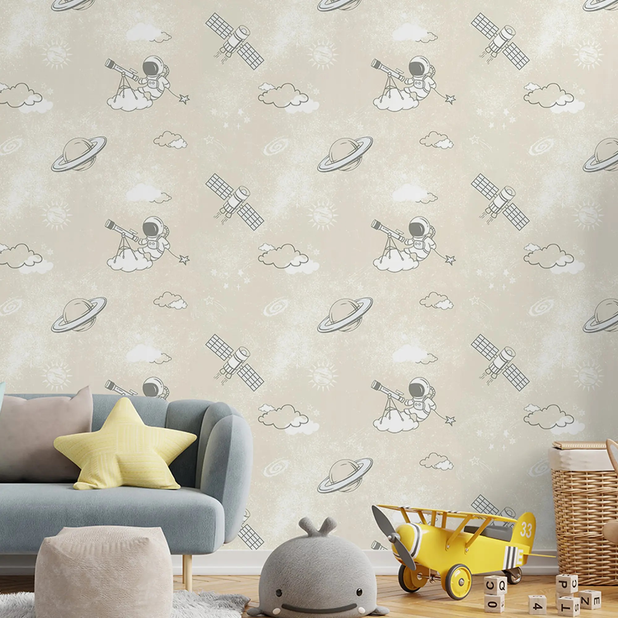 Обои Аспект Космолэнд 75338-22 бежевые детские 1,06х10,05 м