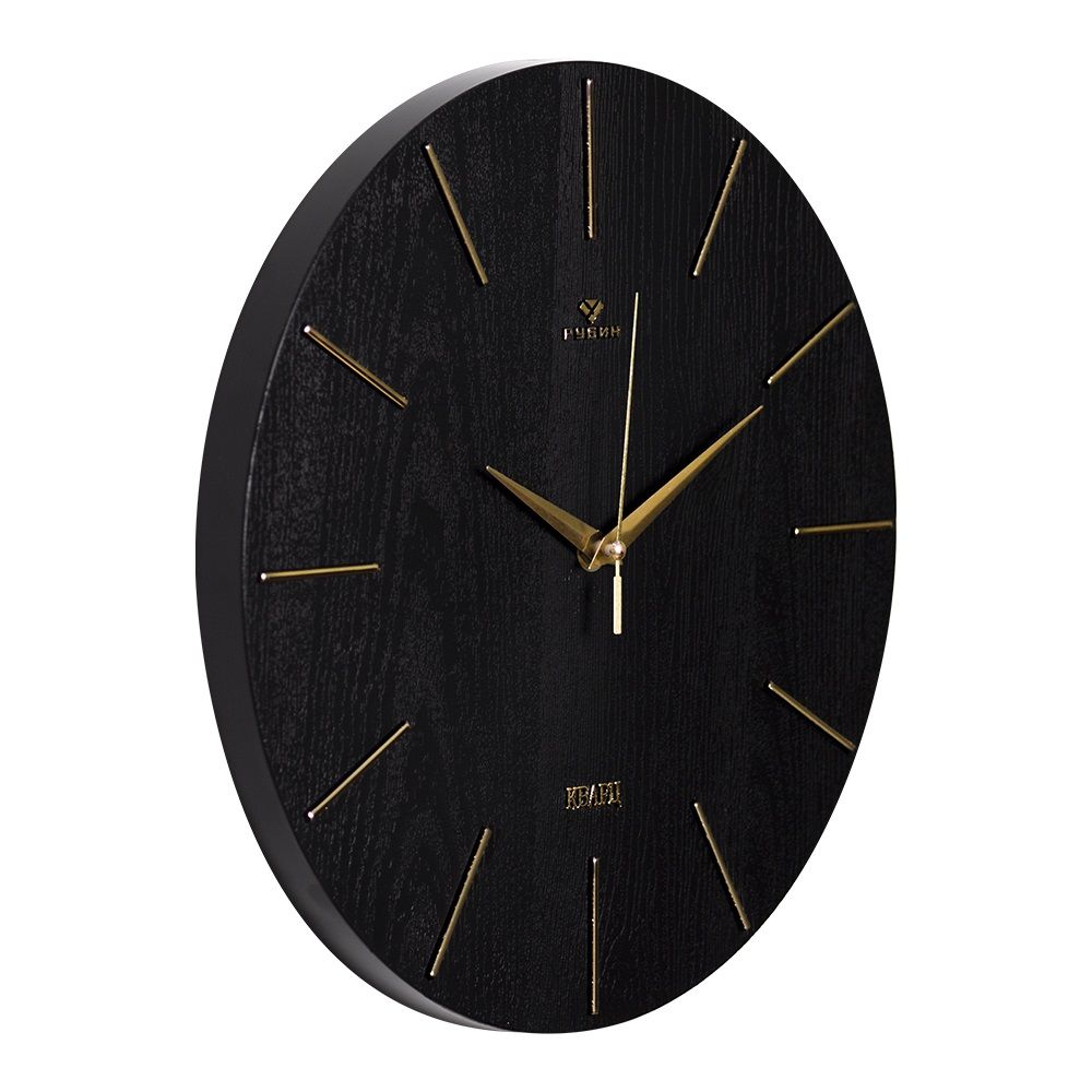 Часы настенные Рубин Классика d30 см корпус черный/золото 3020-002