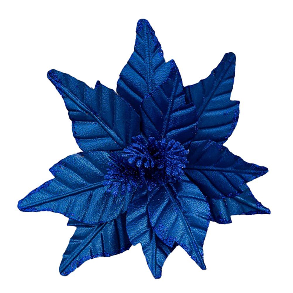 Украшение новогоднее Моя Елочка Пуансеттия 20х20 см синий 2024-8337